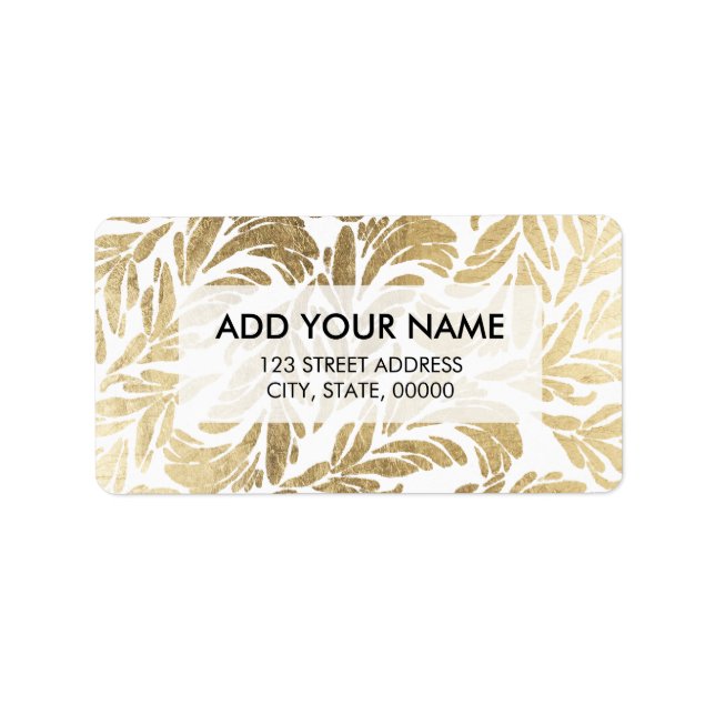 Elegant luxury custom faux gold foil floral damask label (Front)