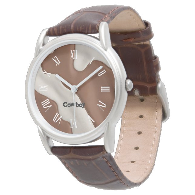 Elegant Luxury Faux Cow Leather Modern Collection Watch (Angled)