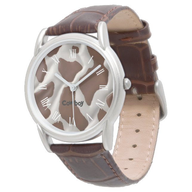 Elegant Luxury Faux Cow Leather Trendy Collection Watch (Angled)