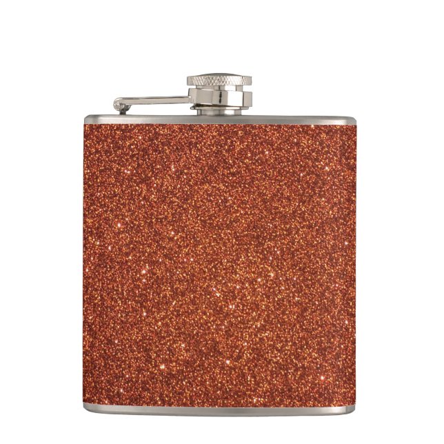 Elegant Luxury Faux Glitter Pink Rose Gold Hip Flask (Front)