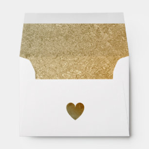 Elegant Luxury Faux Gold Foil Heart 5 X 7 Wedding Envelopes