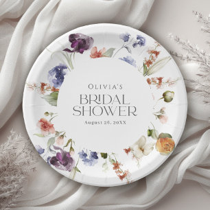 Elegant Luxury Floral Bridal Shower Paper Plate