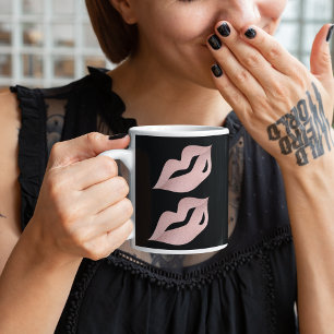 Elegant Luxury Glam Rose Gold Lips & Black Fashion Mug