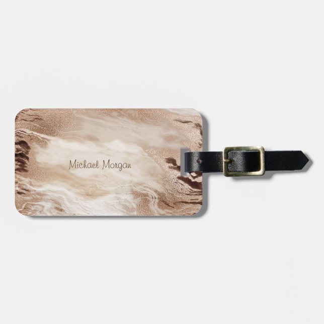 Elegant Luxury Glitter Marble Luggage Tag (Front Horizontal)
