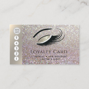 Elegant luxury glittery diamond lashes makeup eye loyalty card