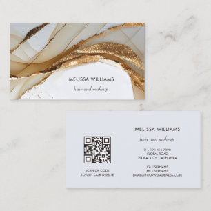 Elegant Luxury Gold 3D Abstract   QR Code Business Card