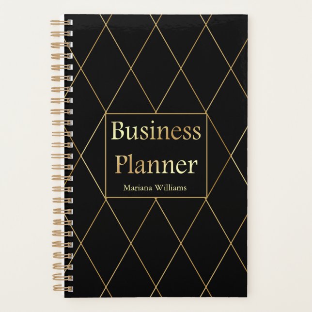 elegant luxury gold black geometric business  planner (Front)