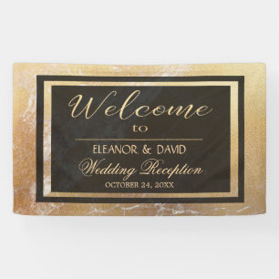 Elegant luxury gold black marble wedding script banner