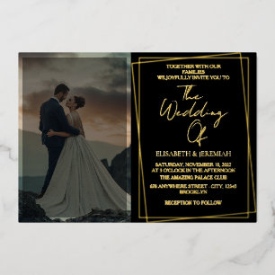 Elegant Luxury Gold & Black Overlay Photo Wedding