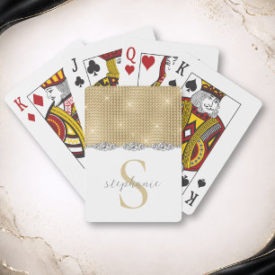 Elegant Luxury Gold Diamonds Custom Monogram Playing Cards