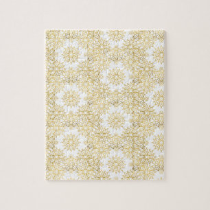 Elegant Luxury Gold Floral Mandala Pattern Jigsaw Puzzle