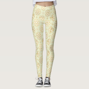Elegant Luxury Gold Floral Mandala Pattern Leggings