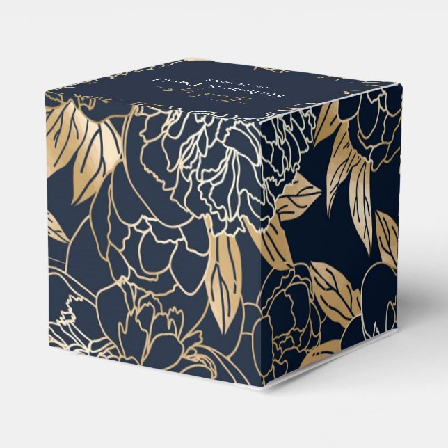 Elegant Luxury Gold Florals Wedding Favour Box (Back Side)