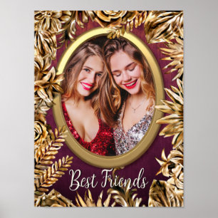  Elegant Luxury Gold Flowers Add Your Photo Custom Poster