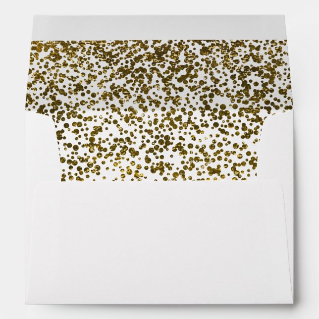 Elegant Luxury | Gold Foil Confetti Wedding 5x7 Envelope (Back (Bottom))