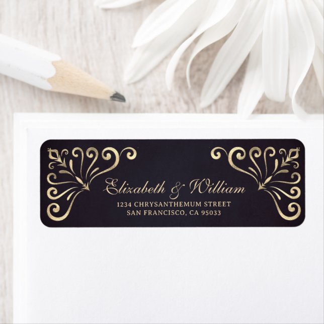 Elegant Luxury Gold Frame return Address Label (Insitu)