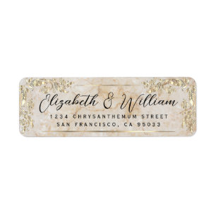 Elegant luxury Gold Frame & Script Marble Address Return Address Label