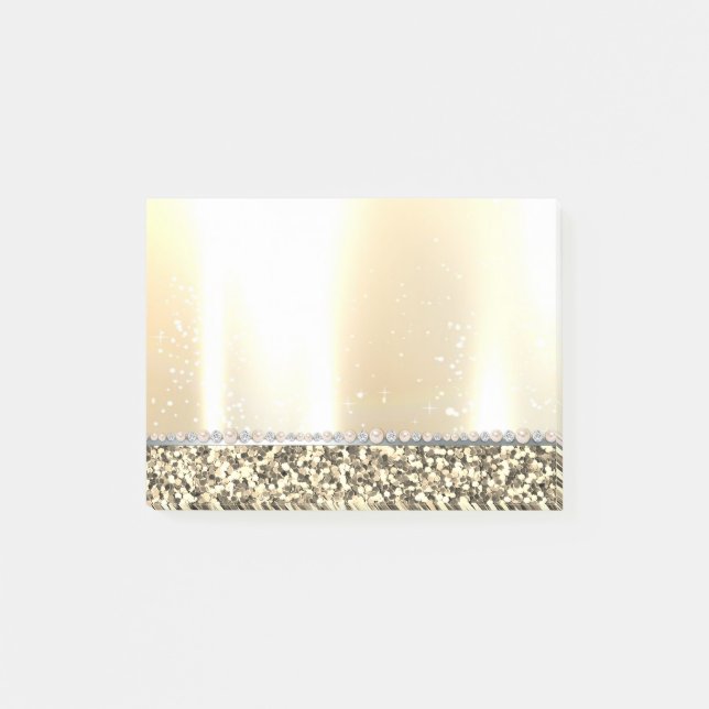 Elegant Luxury Gold Glitter ,Diamonds,Pearls Post-it Notes (Front)