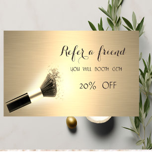 Elegant Luxury,Gold, Makeup Brush Referral Card