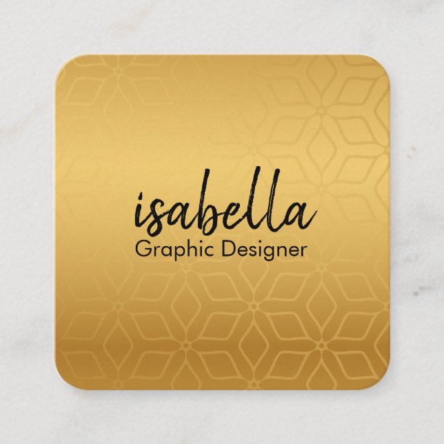 Elegant luxury gold modern square minimalist black square business card (Front)