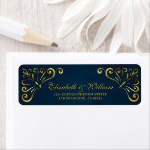 Elegant Luxury Gold Navy & Chic Frame return Address Label