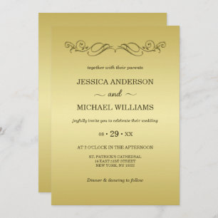 Elegant Luxury Gold Ornate wedding Invitation