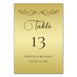 Elegant Luxury Gold Ornate wedding Table Number