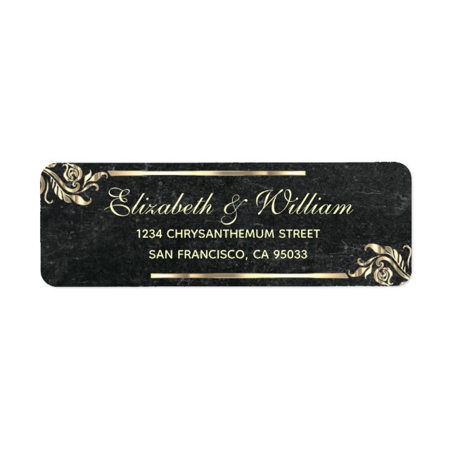 Elegant luxury Gold stone Return Address    Label (Front)