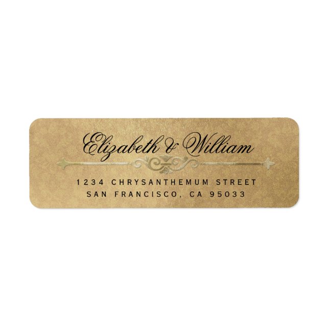 Elegant luxury gold Texture Return Address Label (Front)