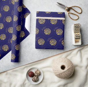 Elegant Luxury Golden Navy Ramadan Kareem Wrapping Paper