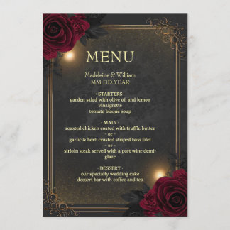 Elegant Luxury Goth Glam Wedding Menu