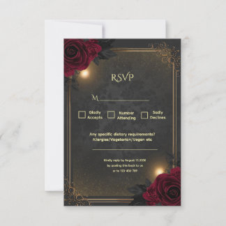 Elegant Luxury Goth Glam Wedding RSVP Card