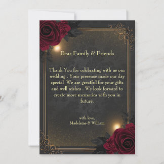 Elegant Luxury Goth Glam Wedding Thank You Card