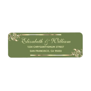 Elegant luxury Green Gold Return Address   Label