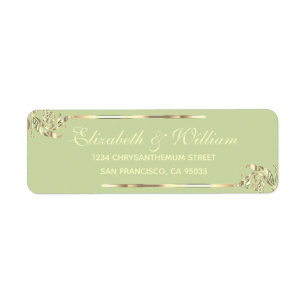 Elegant luxury Green Gold Return Address Return Address Label