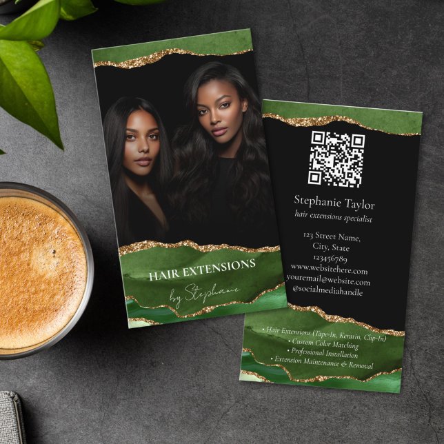 Elegant Luxury Hair Stylist Extensions Wigs  Photo Business Card (elegant wig and hair extension beauty salon business card)