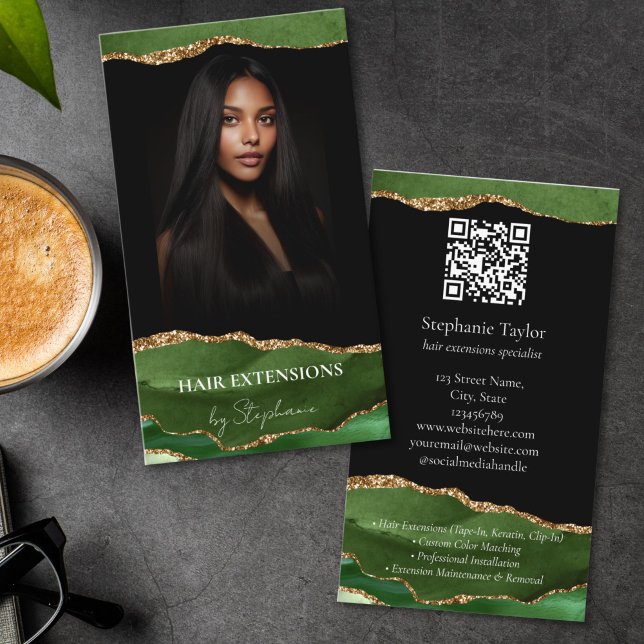 Elegant Luxury Hair Stylist Extensions Wigs  Photo Business Card (Creator Uploaded)