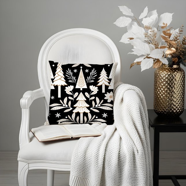 Elegant Luxury Holiday Evergreen Forest & Floral  Cushion (Elegant Luxury Holiday Evergreen Forest & Floral Throw Pillow)