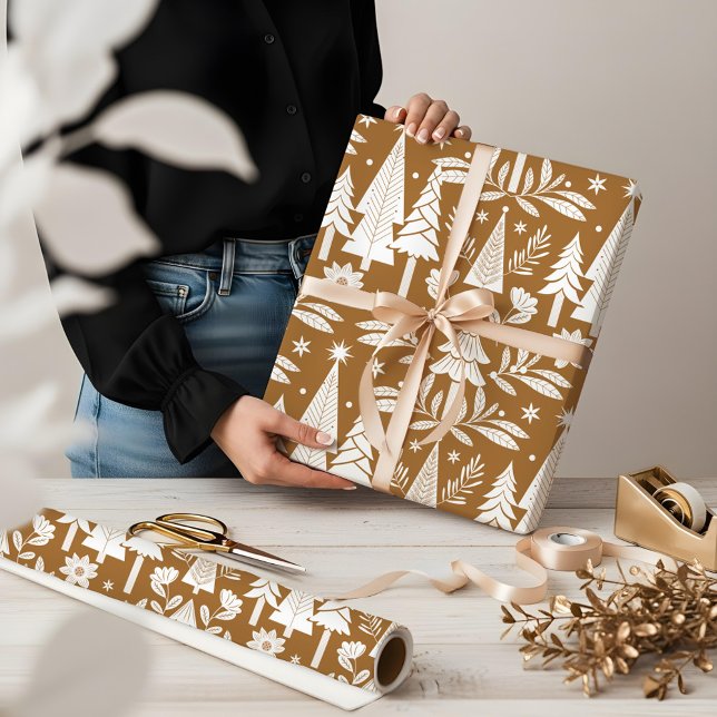 Elegant Luxury Holiday Evergreen Forest & Floral  Wrapping Paper (Elegant Luxury Holiday Evergreen Forest & Floral Wrapping Paper)