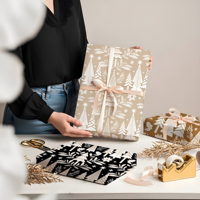 Elegant Luxury Holiday Evergreen Forest & Floral  Wrapping Paper Sheet (Elegant Luxury Holiday Evergreen Forest & Floral Wrapping Paper Sheets)