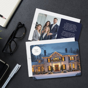 Elegant Luxury Home Real Estate Logo Photo  Holiday Card
