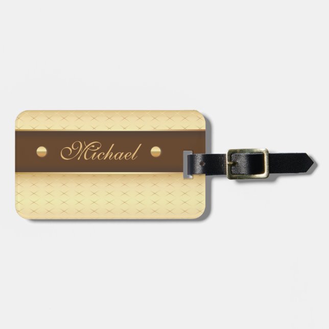 Elegant Luxury in Gold and Brown Luggage Tag (Front Horizontal)