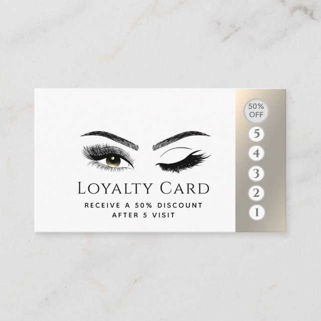 Elegant luxury  lashes makeup wink eyes loyalty card (Front)