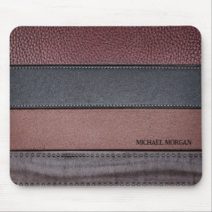 Elegant Luxury Leather Look Brown Black Mouse Pad