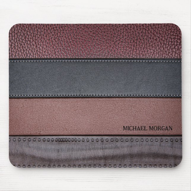 Elegant Luxury Leather Look Brown Black Mouse Pad (Front)