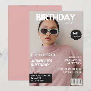 Elegant Luxury Magazine Photo 36th birthday Invitation