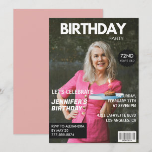 Elegant Luxury Magazine Photo 72nd birthday Invitation