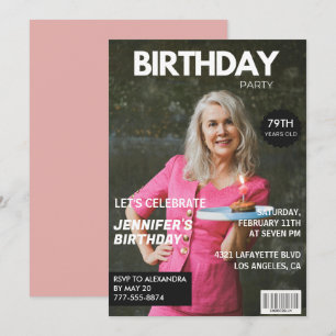 Elegant Luxury Magazine Photo 79th birthday Invitation