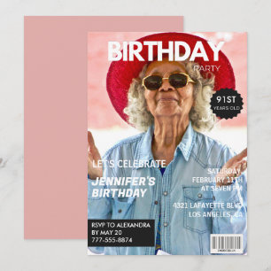 Elegant Luxury Magazine Photo 91st birthday Invitation