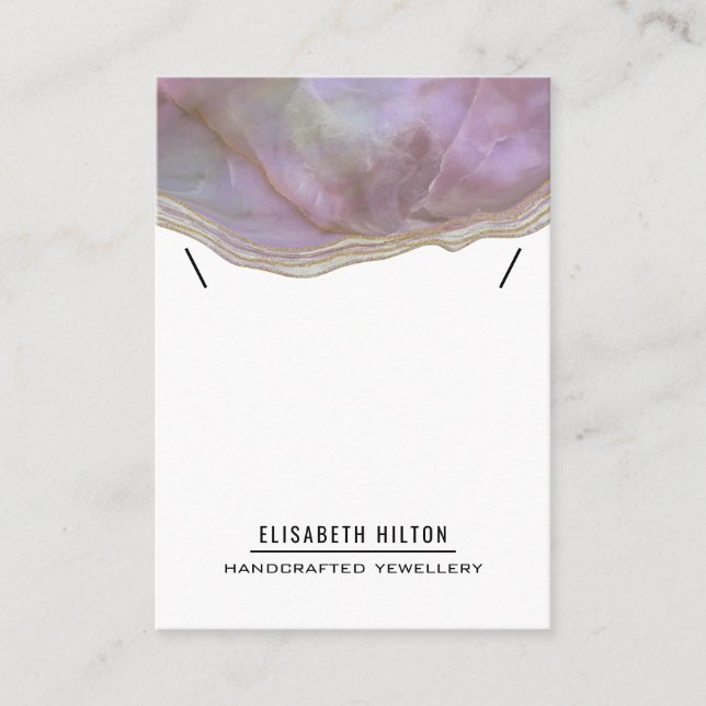 Elegant luxury marble agate NECKLACE DISPLAY Business Card (Front)